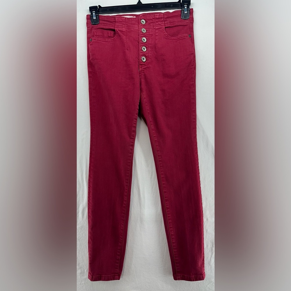 Pilcro Jeans Pants Red High Rise Skinny Button Fly Stretch Womens Size 27